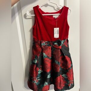 The Children's Place Red and Black Floral Fit-and-Flare Dress